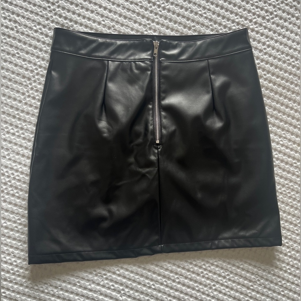 Black Faux Leather Mini Skirt